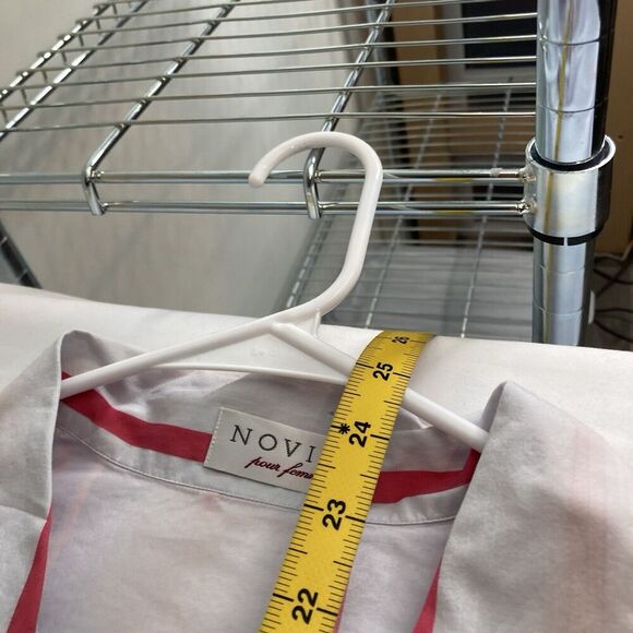 Novila Women's Pink Striped Button‎ Up Blouse Size 38/6 Preppy Old Money - Picture 13 of 13